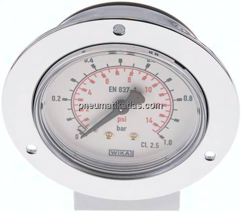 Einbaumanometer (CrNi/Ms), Frontring, 63mm, 0 - 1 bar