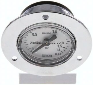 Einbaumanometer (CrNi/Ms), Frontring, 40mm, 0 - 1,6 bar