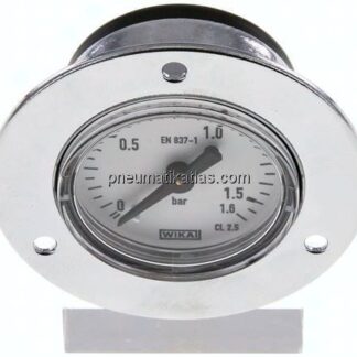 Einbaumanometer (CrNi/Ms), Frontring, 40mm, 0 - 1,6 bar