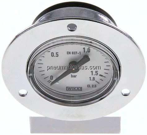 Einbaumanometer (CrNi/Ms), Frontring, 40mm, 0 - 1,6 bar