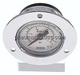 Einbaumanometer (CrNi/Ms), Frontring, 40mm, 0 - 16 bar