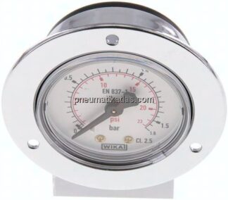 Einbaumanometer (CrNi/Ms), Frontring, 50mm, 0 - 1,6 bar