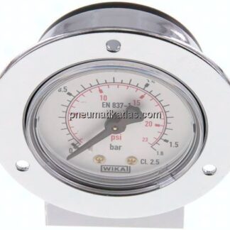 Einbaumanometer (CrNi/Ms), Frontring, 50mm, 0 - 1,6 bar