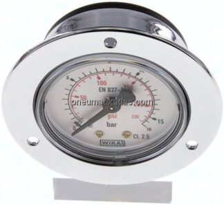 Einbaumanometer (CrNi/Ms), Frontring, 50mm, 0 - 16 bar