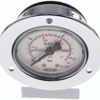 Einbaumanometer (CrNi/Ms), Frontring, 50mm, 0 - 16 bar