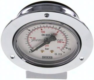 Einbaumanometer (CrNi/Ms), Frontring, 63mm, 0 - 16 bar