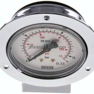Einbaumanometer (CrNi/Ms), Frontring, 63mm, 0 - 16 bar
