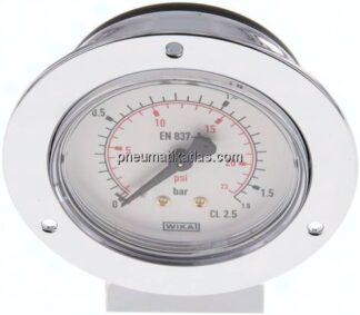 Einbaumanometer (CrNi/Ms), Frontring, 63mm, 0 - 1,6 bar