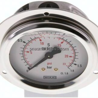 Glycerin-Einbaumanometer,Frontring, 63mm, 0 - 1,6 bar