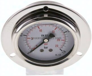 Glycerin-Einbaumanometer,Frontring, 63mm, 0 - 1,6 bar