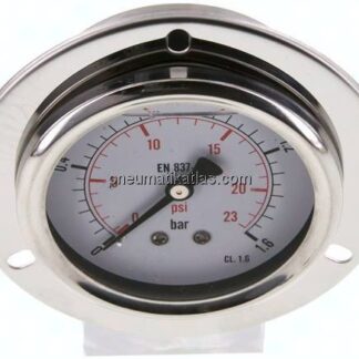 Glycerin-Einbaumanometer,Frontring, 63mm, 0 - 1,6 bar