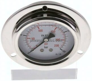 Glycerin-Einbaumanometer,Frontring, 63mm, 0 - 16 bar
