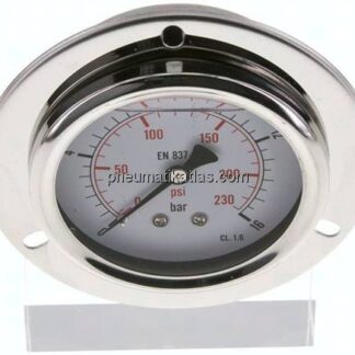 Glycerin-Einbaumanometer,Frontring, 63mm, 0 - 16 bar