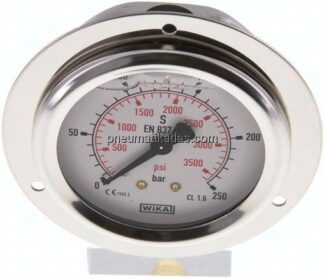 Glycerin-Einbaumanometer,Frontring, 63mm, 0 - 250 bar