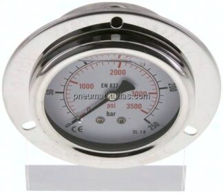 Glycerin-Einbaumanometer,Frontring, 63mm, 0 - 250 bar