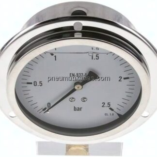 Glycerin-Einbaumanometer,Frontring, 100mm, 0 - 2,5 bar