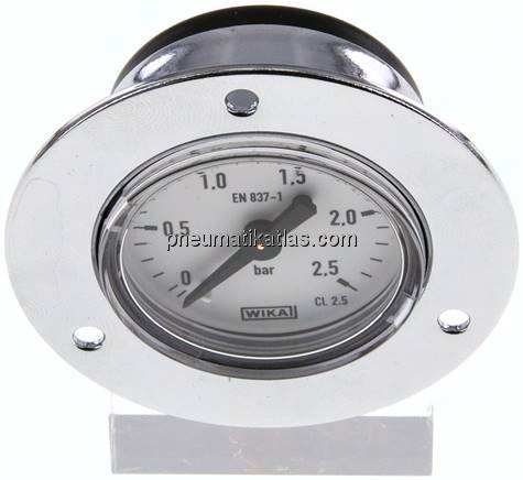 Einbaumanometer (CrNi/Ms), Frontring, 40mm, 0 - 2,5 bar