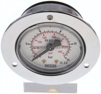 Einbaumanometer (CrNi/Ms), Frontring, 50mm, 0 - 25 bar
