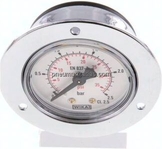 Einbaumanometer (CrNi/Ms), Frontring, 50mm, 0 - 2,5 bar