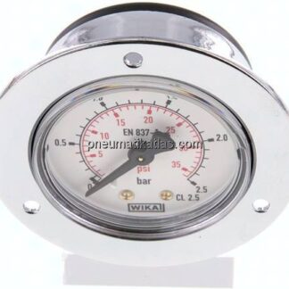Einbaumanometer (CrNi/Ms), Frontring, 50mm, 0 - 2,5 bar
