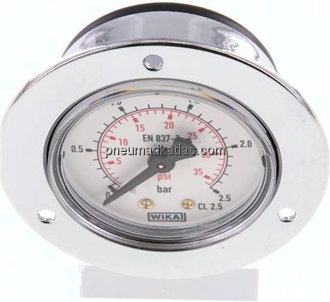 Einbaumanometer (CrNi/Ms), Frontring, 50mm, 0 - 2,5 bar