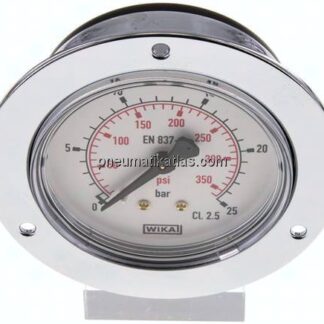 Einbaumanometer (CrNi/Ms), Frontring, 63mm, 0 - 25 bar