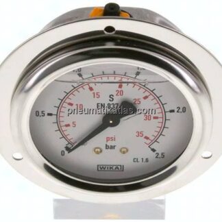 Glycerin-Einbaumanometer,Frontring, 63mm, 0 - 2,5 bar