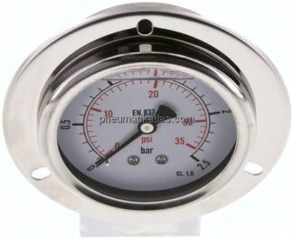Glycerin-Einbaumanometer,Frontring, 63mm, 0 - 2,5 bar