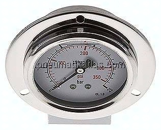 Glycerin-Einbaumanometer,Frontring, 63mm, 0 - 25 bar