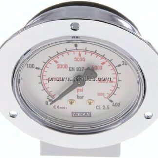 Einbaumanometer (CrNi/Ms), Frontring, 63mm, 0 - 400 bar