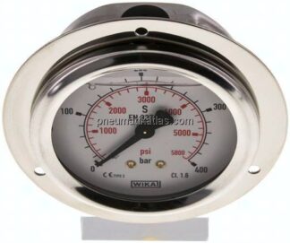 Glycerin-Einbaumanometer,Frontring, 63mm, 0 - 400 bar
