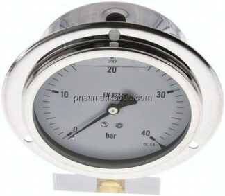Glycerin-Einbaumanometer,Frontring, 100mm, 0 - 40 bar