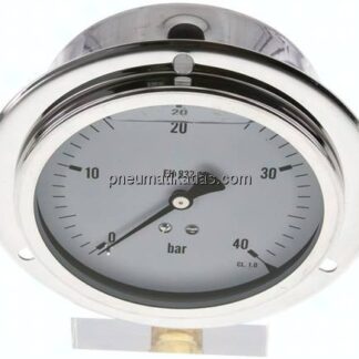 Glycerin-Einbaumanometer,Frontring, 100mm, 0 - 40 bar