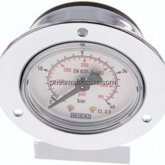 Einbaumanometer (CrNi/Ms), Frontring, 50mm, 0 - 40 bar