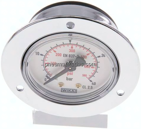 Einbaumanometer (CrNi/Ms), Frontring, 50mm, 0 - 40 bar