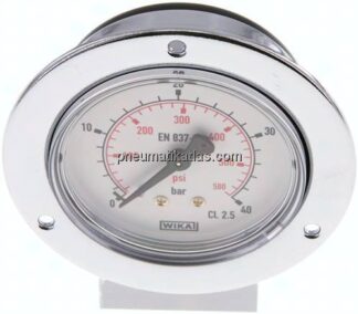 Einbaumanometer (CrNi/Ms), Frontring, 63mm, 0 - 40 bar