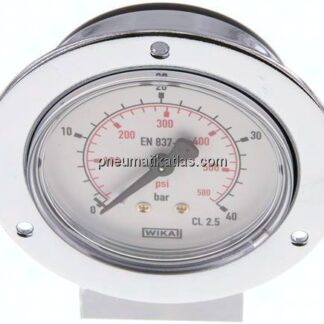 Einbaumanometer (CrNi/Ms), Frontring, 63mm, 0 - 40 bar