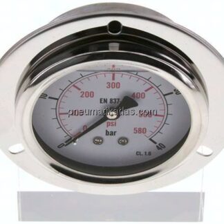 Glycerin-Einbaumanometer,Frontring, 63mm, 0 - 40 bar