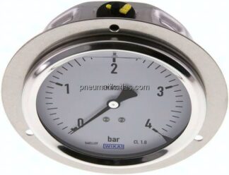 Glycerin-Einbaumanometer,Frontring, 100mm, 0 - 4 bar