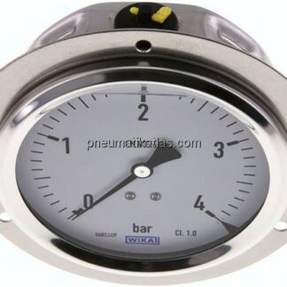 Glycerin-Einbaumanometer,Frontring, 100mm, 0 - 4 bar