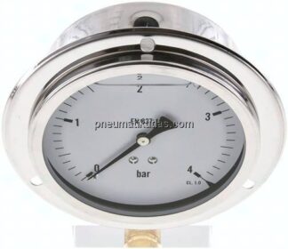 Glycerin-Einbaumanometer,Frontring, 100mm, 0 - 4 bar