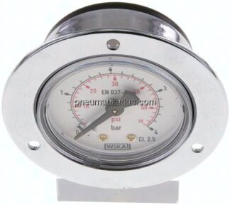 Einbaumanometer (CrNi/Ms), Frontring, 50mm, 0 - 4 bar
