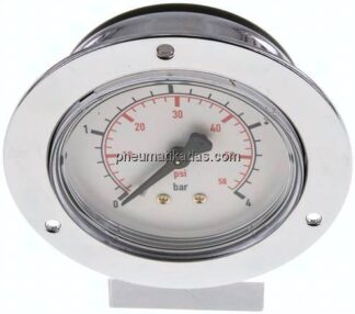 Einbaumanometer (CrNi/Ms), Frontring, 63mm, 0 - 4 bar