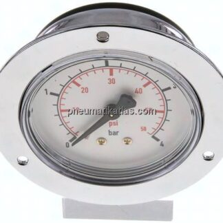 Einbaumanometer (CrNi/Ms), Frontring, 63mm, 0 - 4 bar