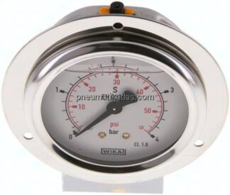 Glycerin-Einbaumanometer,Frontring, 63mm, 0 - 4 bar