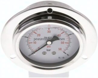 Glycerin-Einbaumanometer,Frontring, 63mm, 0 - 4 bar