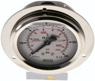 Glycerin-Einbaumanometer,Frontring, 63mm, 0 - 600 bar