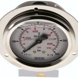 Glycerin-Einbaumanometer,Frontring, 63mm, 0 - 600 bar