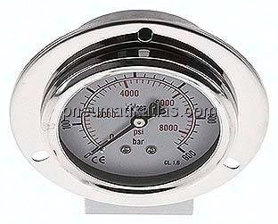 Glycerin-Einbaumanometer,Frontring, 63mm, 0 - 600 bar