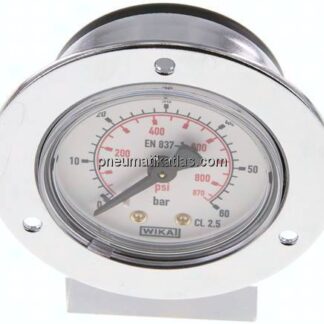 Einbaumanometer (CrNi/Ms), Frontring, 50mm, 0 - 60 bar
